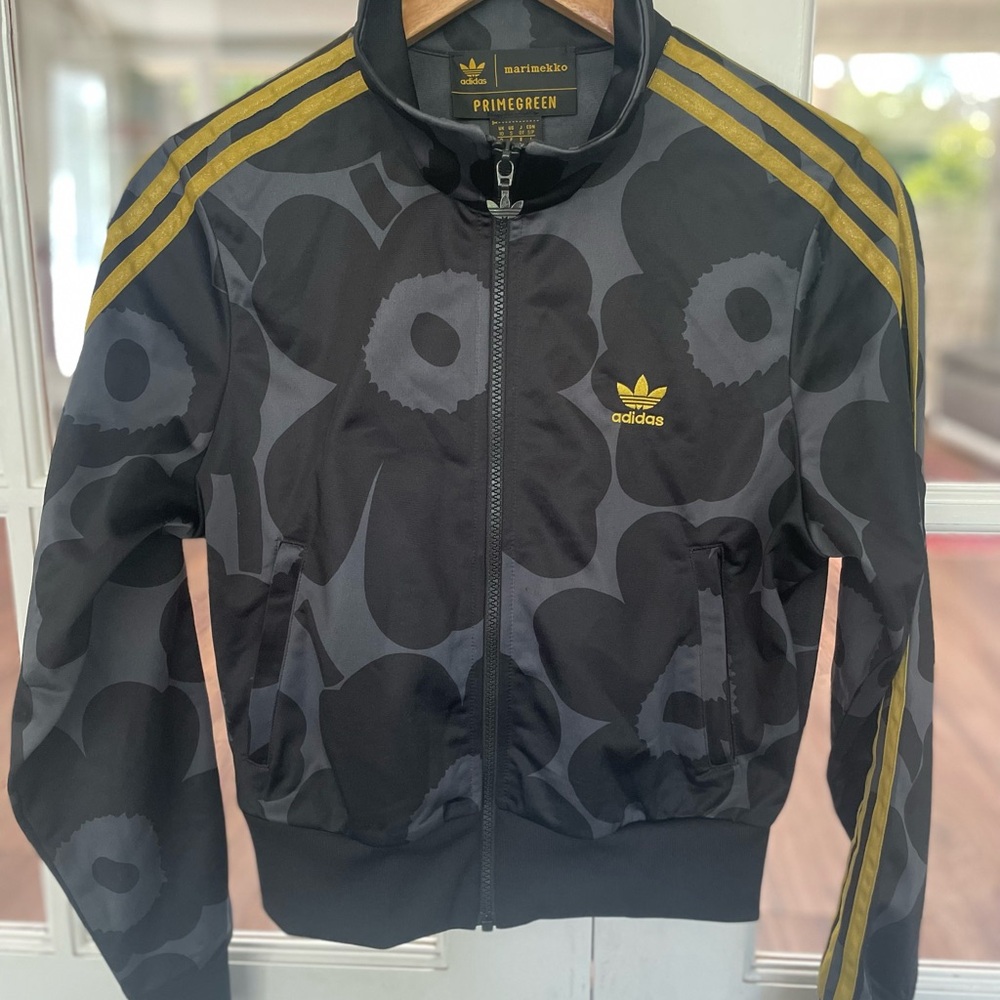 Adidas x Marimekko Black and Gold Jacket SMALL